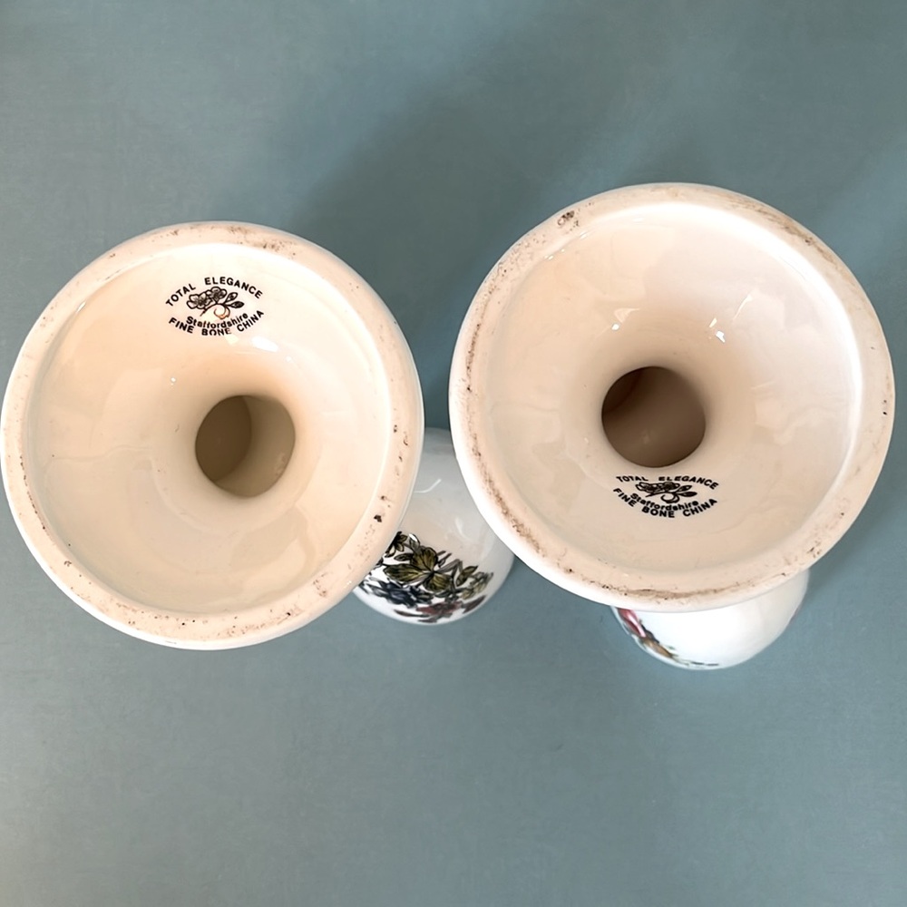 STAFFORDSHIRE Cream Floral DOUBLE‎ EGG Cups Set of 2 - Picture 7 of 7